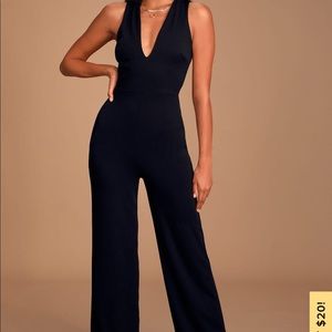 Lulus Thinking Out Loud black backless jumpsuit